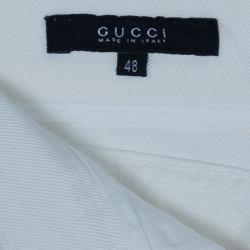 مملوكة مسبقًا L بنطال غوتشي دينيم أبيض أرجل ضيقة بإبزيم 