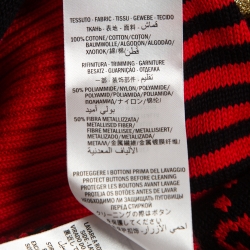 Pre Owned Gucci Red/Black GG Monogram Patterned Knit Sweater L