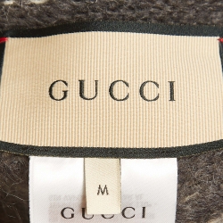 Pre Owned Gucci White/Grey GG Intarsia Mohair Reversible Cardigan M