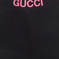 مملوكة مسبقًا Gucci Black Logo Print Jersey Biker Shorts S