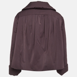 Pre Owned Louis Vuitton Dark Purple Synthetic Zip Front Coat S