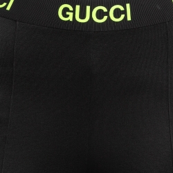 Pre Owned Gucci Black Contrast Print Jersey Leggings XS