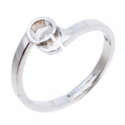 Gucci Running G 18K White Gold Ring Size 50.5