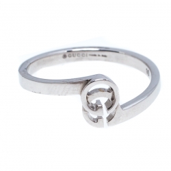 Gucci Running G 18K White Gold Ring Size 50.5