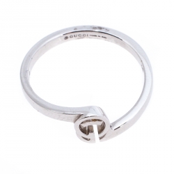 Gucci Running G 18K White Gold Ring Size 50.5