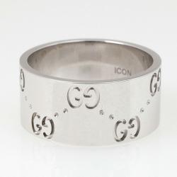 Gucci Icon White Gold Band Ring Size 52