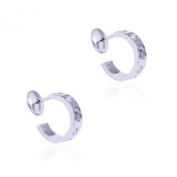 Gucci 18 K White Gold Diamonds Icon Small Hoops Earrings 
