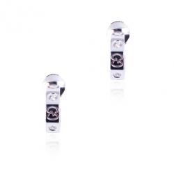 Gucci 18 K White Gold Diamonds Icon Small Hoops Earrings 