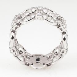Pre Owned Gucci Horsebit White Gold Diamond Double Band Ring Size 55