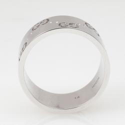 Gucci Icon White Gold Band Ring Size 54