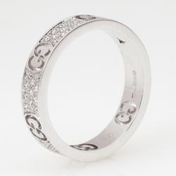 Gucci Stardust Diamond White Gold Thin Band Ring Size 53