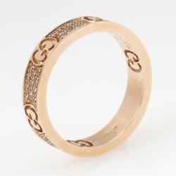 Gucci Stardust Diamond Yellow Gold Thin Band Ring Size 52
