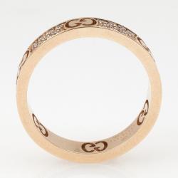 Gucci Stardust Diamond Yellow Gold Thin Band Ring Size 52