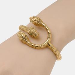 Gucci Dionysus 18K Yellow Gold and Enamel, Tsavorite Statement Bracelet