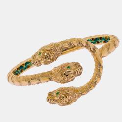 Gucci Dionysus 18K Yellow Gold and Enamel, Tsavorite Statement Bracelet