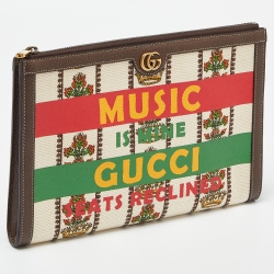 Pre Owned Gucci Multicolor Canvas and Leather "Music Is Mine" Zip Pouch