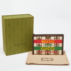 Pre Owned Gucci Multicolor Canvas and Leather "Music Is Mine" Zip Pouch