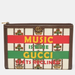 Pre Owned Gucci Multicolor Canvas and Leather "Music Is Mine" Zip Pouch