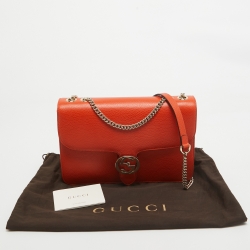 Pre Owned Gucci Orange Leather Dollar Interlocking G Shoulder Bag
