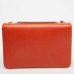 Pre Owned Gucci Orange Leather Dollar Interlocking G Shoulder Bag