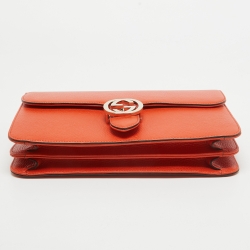 Pre Owned Gucci Orange Leather Dollar Interlocking G Shoulder Bag