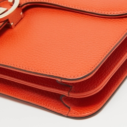 Pre Owned Gucci Orange Leather Dollar Interlocking G Shoulder Bag