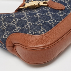 Gucci Brown/Blue GG Denim and Leather Jackie 1961 Shoulder Bag