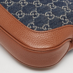 Gucci Brown/Blue GG Denim and Leather Jackie 1961 Shoulder Bag
