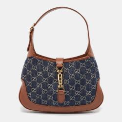 Gucci Brown/Blue GG Denim and Leather Jackie 1961 Shoulder Bag