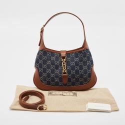 Gucci Brown/Blue GG Denim and Leather Jackie 1961 Shoulder Bag