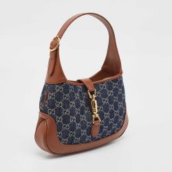 Gucci Brown/Blue GG Denim and Leather Jackie 1961 Shoulder Bag
