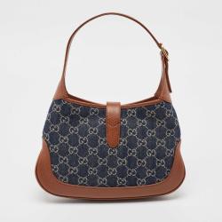 Gucci Brown/Blue GG Denim and Leather Jackie 1961 Shoulder Bag