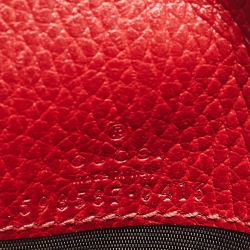 Pre Owned Gucci Red Leather GG Marmont Trifold Compact Wallet