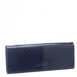 مملوكة مسبقًا Gucci Blue Microguccissima Patent Leather Broadway Clutch