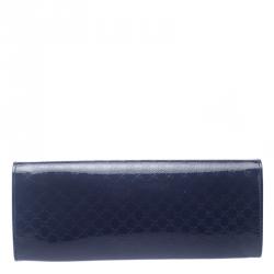 مملوكة مسبقًا Gucci Blue Microguccissima Patent Leather Broadway Clutch