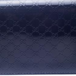 مملوكة مسبقًا Gucci Blue Microguccissima Patent Leather Broadway Clutch