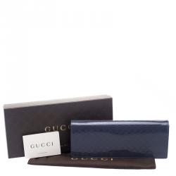 مملوكة مسبقًا Gucci Blue Microguccissima Patent Leather Broadway Clutch