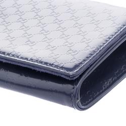 مملوكة مسبقًا Gucci Blue Microguccissima Patent Leather Broadway Clutch