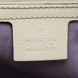 Pre Owned حقيبة يد غوتشي متوسطة جلد طباعة زهور بيج فاتحة