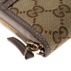 Gucci Lilac/Beige GG Canvas Ribbon Zip Around Wallet
