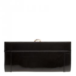 Pre Owned Gucci Dark Green Shimmer Patent Leather Starlight Clutch