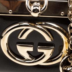 Pre Owned Gucci Dark Green Shimmer Patent Leather Starlight Clutch