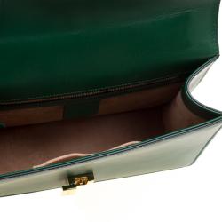 Pre Owned Gucci Green Leather Small Sylvie Shoulder Bag 