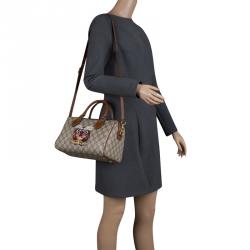 Pre Owned Gucci Beige/Brown GG Supreme Canvas Limited Edition Tiger Boston Bag