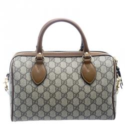 Pre Owned Gucci Beige/Brown GG Supreme Canvas Limited Edition Tiger Boston Bag