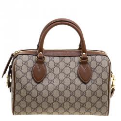 مملوكة مسبقًا Gucci Beige/Brown GG Supreme Canvas Limited Edition Floral Boston Bag