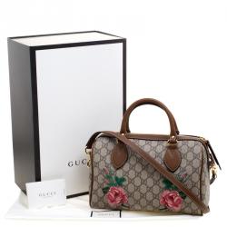مملوكة مسبقًا Gucci Beige/Brown GG Supreme Canvas Limited Edition Floral Boston Bag