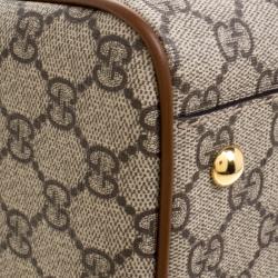 مملوكة مسبقًا Gucci Beige/Brown GG Supreme Canvas Limited Edition Floral Boston Bag