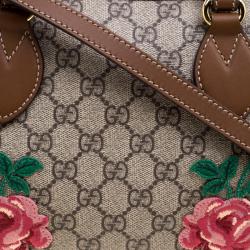 مملوكة مسبقًا Gucci Beige/Brown GG Supreme Canvas Limited Edition Floral Boston Bag