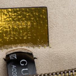 Pre Owned Gucci Gold Leather Medium Dionysus Web Shoulder Bag